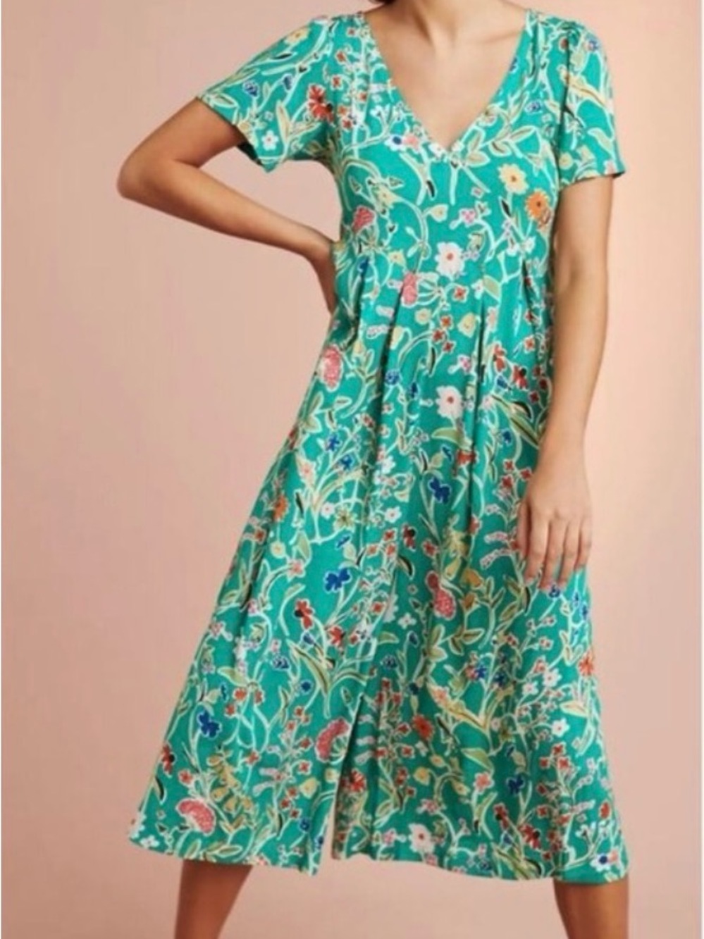Anthropologie Floral Wide-Leg Jumpsuit